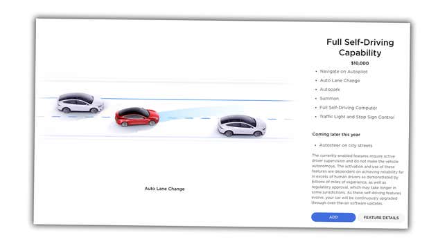 Image for article titled Tesla Owners Take To Reddit Asking What Happens If 'Full Self Driving' Isn't Real