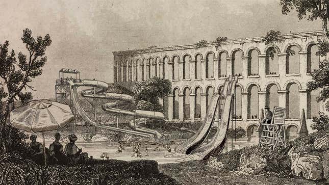 Historians discovered that the primary purpose of aqueducts was to supply fresh water to winding wet mazes full of twists, turns, and heart-stopping drops.