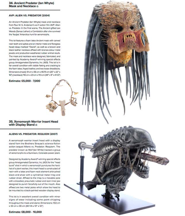 Imagen para el artículo titulado La subasta de objetos de películas más alucinante que hayas visto tendrá lugar en Londres en pocos días