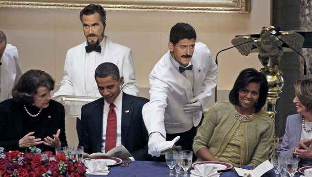 Image for article titled Romney, Ryan Sneak Into DNC While Posing As Caterers