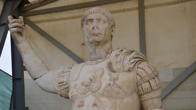 The statue of emperor Trajan, who ruled Rome from from 98 to 117 AD.