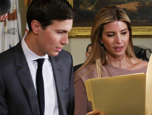 Image for article titled Jared Kushner Forced To Follow Along With Ivanka&#39;s Classified Documents During Meetings