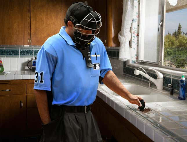 Image for article titled Quarantined Umpire Cleans His Entire Home With Tiny Brush