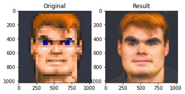 Imagen para el artículo titulado Esto es lo que pasa cuando le das personajes de videojuego a un algoritmo para mejorar fotos pixeladas