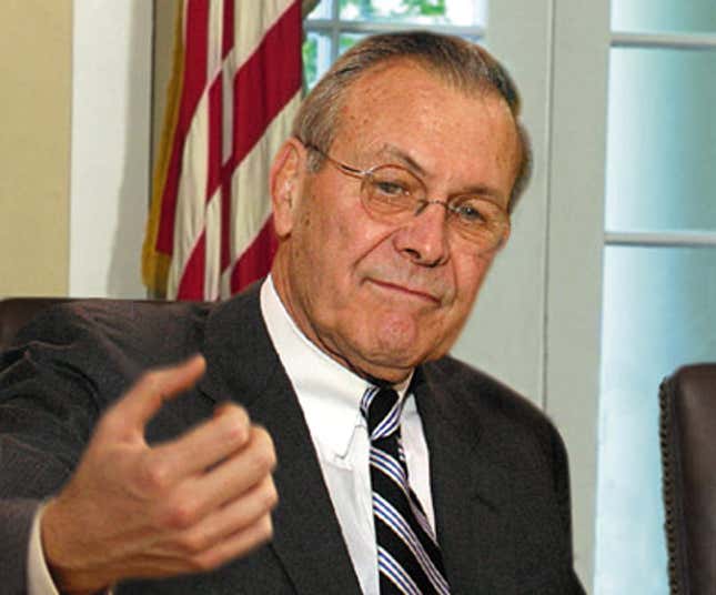 Image for article titled Rumsfeld Makes Jerk-Off Motions As Powell Speaks At Cabinet Meeting