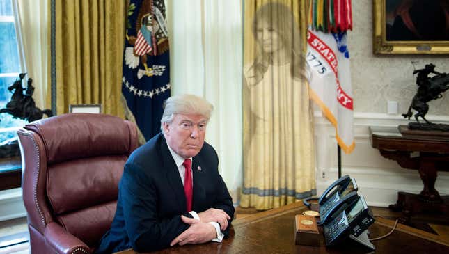 Image for article titled White House Photographer Disturbed To Find Faint, Ghostly Image Of Melania Trump In Background Of Every Photo