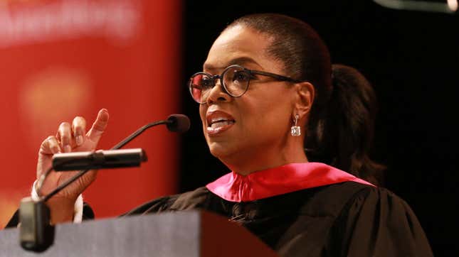 Oprah Winfrey addresses The USC Annenberg School for Communication and Journalism Celebrates Commencement on May 11, 2018, in Los Angeles, Calif. 