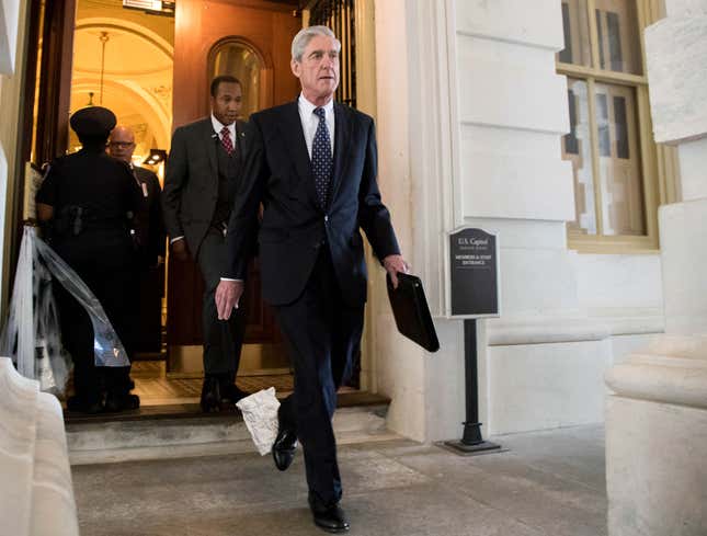 Image for article titled Frazzled Robert Mueller Walking Around With Piece Of Russia Investigation Document Stuck To His Shoe