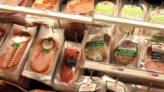Processed meats are displayed in a grocery store on October 26, 2015 in Miami, Florida.