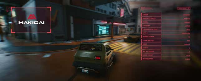 Imagen para el artículo titulado Cyberpunk 2077 tiene algunos diseños de autos realmente alucinantes
