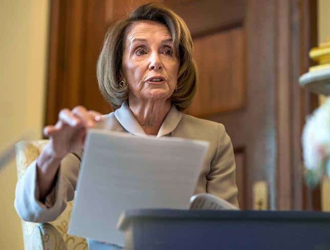 Image for article titled Nancy Pelosi Signals Support For Environmental Causes By Placing Green New Deal Directly Into Recycling Bin