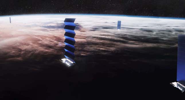 Imagen para el artículo titulado SpaceX solicita permiso para lanzar otros 30.000 satélites (y ya van 42.000 esperando subir a órbita)