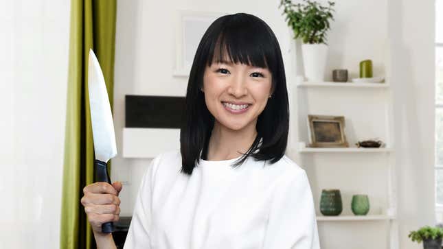Image for article titled Smiling, Knife-Wielding Marie Kondo Orders Followers To Leave Behind Cluttered Physical Forms
