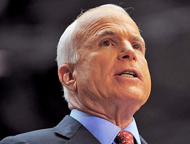 Image for article titled McCain Tucks Extra Neck Skin Into Collar