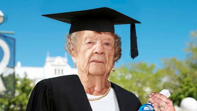 Image for article titled Crowd Cheers As 93-Year-Old Fuckup Finally Graduates From College