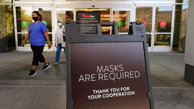 A sign outside the Westfield Santa Anita shopping mall on June 12 in Arcadia, California.