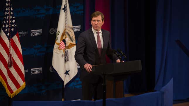 Chris Krebs, the director of the Department of Homeland Security’s Cybersecurity and Infrastructure Security Agency, speaks during the department’s Cybersecurity Summit on July 31, 2018 in New York City.