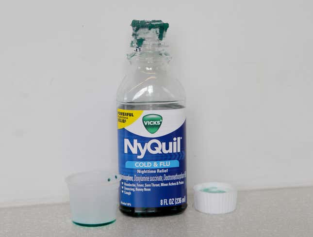 Image for article titled Crusted Ring Around NyQuil Bottle Top Coming Along Nicely