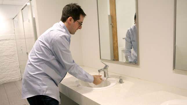 Image for article titled Guy Washing Hands For Full 5 Seconds Like He’s Going Into Surgery