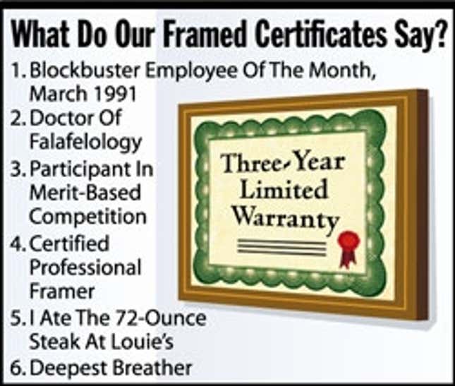 Image for article titled What Do Our Framed Certificates Say?