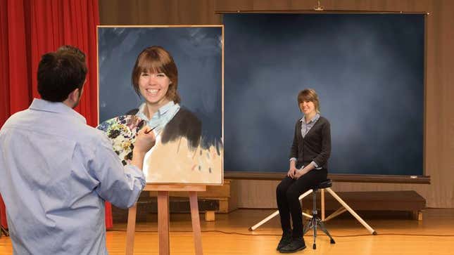 Image for article titled High School Students Line Up For School Oil Portrait Day