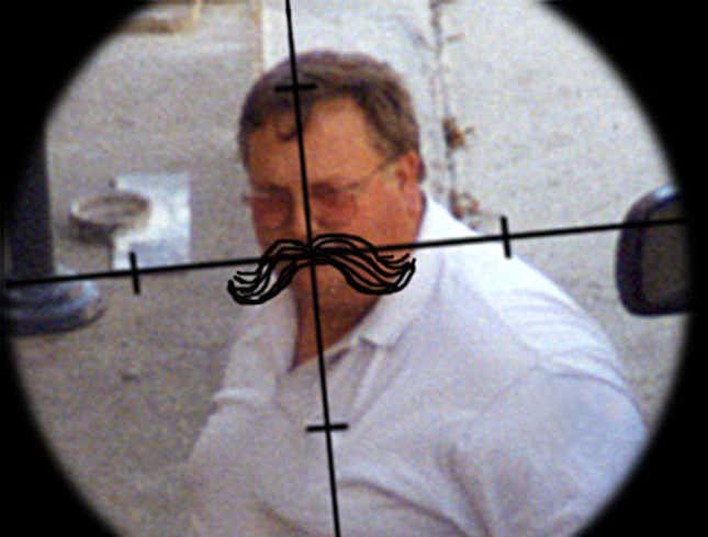 Image for article titled Sniper Draws Moustache on Crosshairs