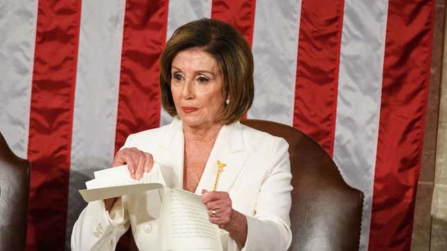 House Speaker Nancy Pelosi’s viral moment during President Donald Trump’s State of the Union is used in a new mashup posted by Trump’s team on Twitter and Facebook.