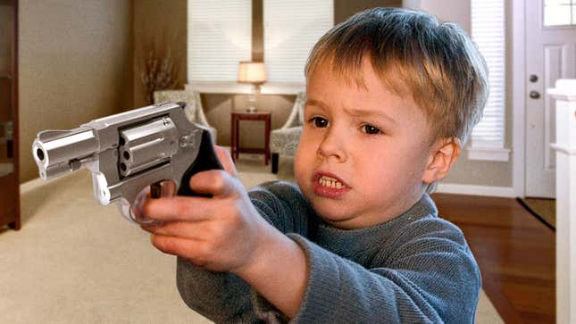 Image for article titled Exhausted Parents Struggling To Limit Child’s Time Using Gun