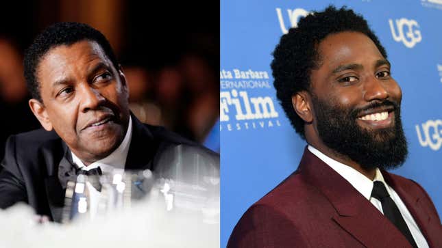 (L-R): Denzel Washington attends the 47th AFI Life Achievement Award on June 06, 2019 in Hollywood, California. ; John David Washington attends the Virtuosos Award Presented By UGG on February 5, 2019 in Santa Barbara, California.