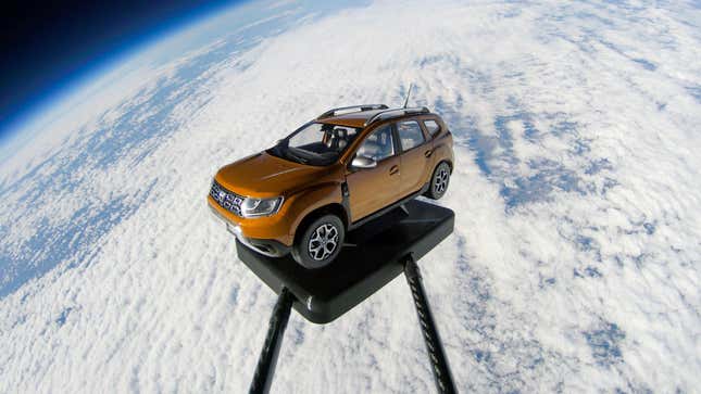 Image for article titled Dacia Actually Had Fun On April Fools&#39; With A Space Balloon And Toy Car