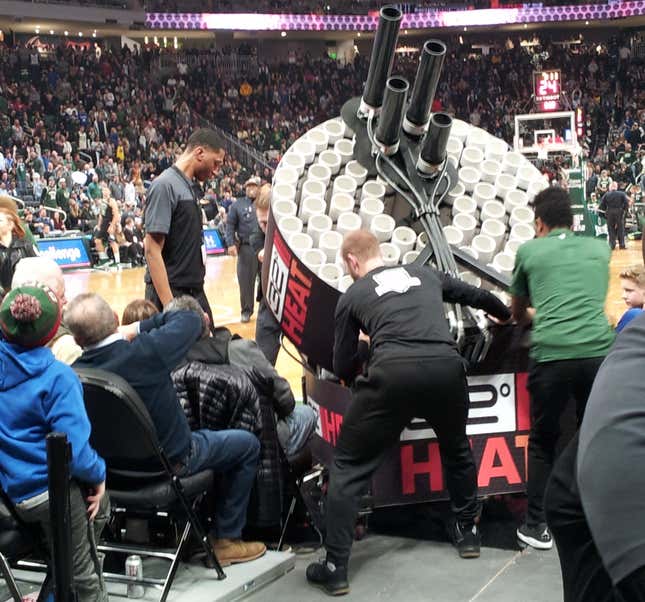 Spurs Coyote Does It Again: Introducing T-Shirt Gatling Gun [VIDEO]