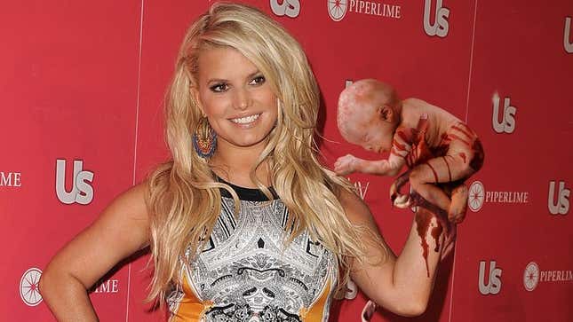 Image for article titled Pregnant Jessica Simpson Pulls Out Fetus For Photo Op