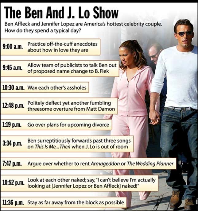 Ben Affleck and Jennifer Lopez are America&#39;s hottest celebrity couple. How do they spend a typical day?