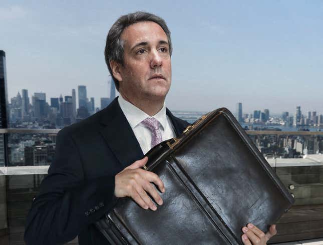 Image for article titled Sweating, Suitcase-Clutching Michael Cohen Standing On Roof Of Trump Tower Starting To Think Helicopter Never Coming To Take Him Away