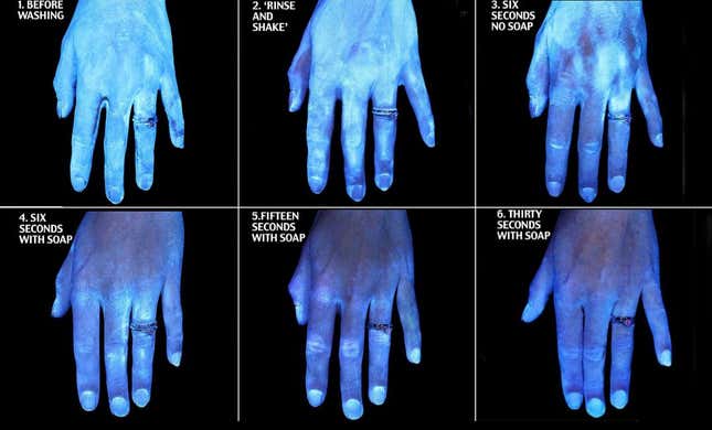 Imagen para el artículo titulado Las bacterias que se adhieren a tus manos después de diferentes métodos de lavado, en una sola imagen