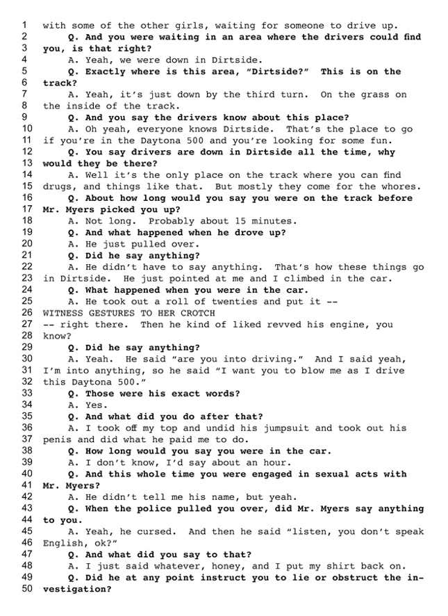 Image for article titled Official Deposition From Prostitute Found In NASCAR Vehicle