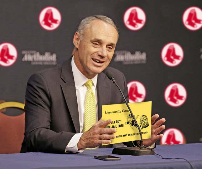 Baseball commissioner Rob Manfred has something for the Boston Red Sox.