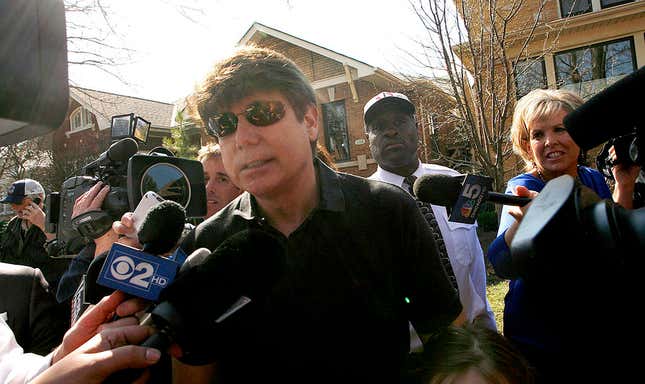 Convicted former Illinois Gov. Rod Blagojevich holds a news conference outside his home March 14, 2012 in Chicago.