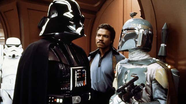 Boba Fett and Darth Vader, rocking some helmets in The Empire Strikes Back.