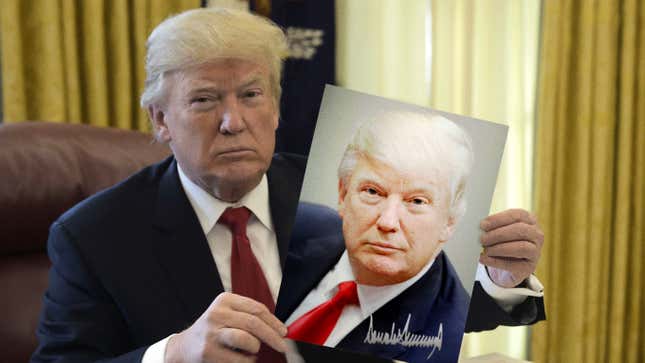 Image for article titled Trump Seeks To Stimulate Economy By Sending Rare Autographed Photo To Every American