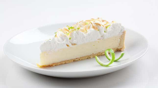 Slice of key lime pie on a plate