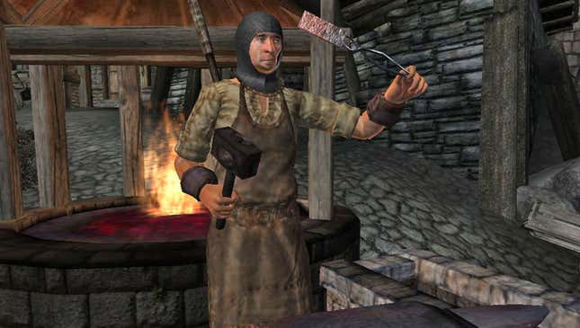 Image for article titled Video Game Blacksmith Struggling To Compete With Random Chests Full Of Free Armor All Over Kingdom