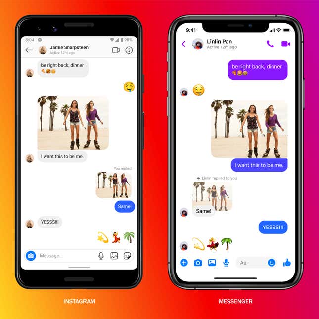 Image for article titled So Begins the Unhappy Matrimony of Instagram and Facebook Messenger