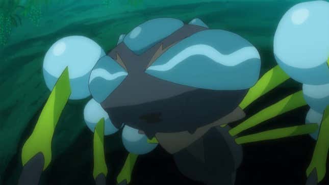 Image for article titled Araquanid Drowns Small Pokemon In Its Water Bubble Helmet
