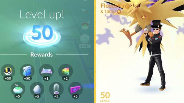 Player FleeceKing hitting level 50 in Pokemon Go, becoming the first player to do so.