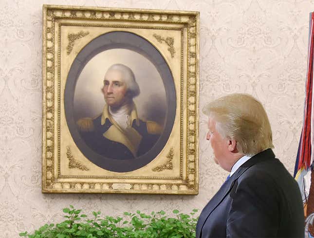 Image for article titled ‘What About You, Are You On My Team?’ Trump Asks George Washington Portrait