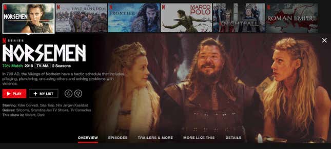 Netflix is CONVINCED I will like this show and I’ve nearly clicked on it dozens of times thinking its Vikings.