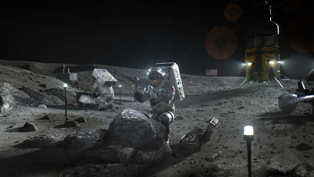 Artistic conception of the Artemis III mission, scheduled for 2024.