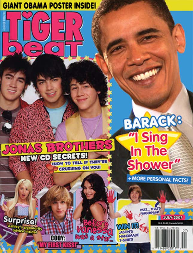 Image for article titled Barack Obama &#39;Tiger Beat&#39; Cover Clinches Slumber Party Vote