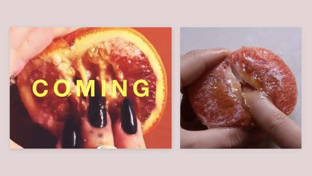 A still from Miley Cyrus’ promo video on the left, and from Stephanie Sarley’s Instagram on the right